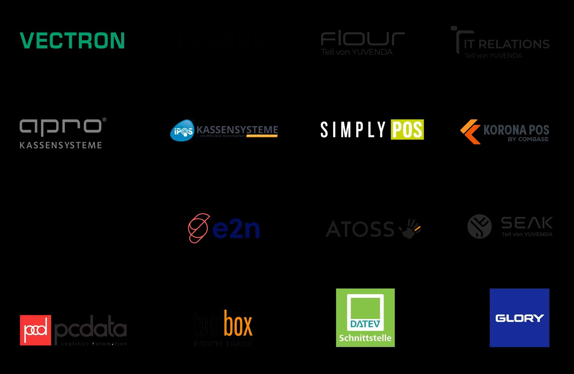 VECTRON and several partner company logos displayed on a dark background.